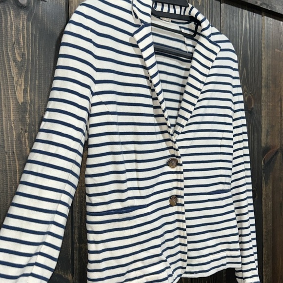 J. Crew Blazer Style Cardigan Sweater XS Striped Soft Stretch Button Front - Picture 2 of 7